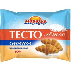 Морозко Тесто слоеное бездрожевое(рулон) 500г , шт