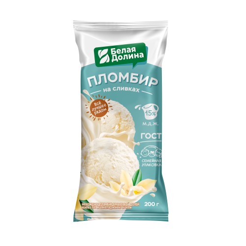 Брикет 200г ПЛОМБИР НА СЛИВКАХ ГОСТ 15% P&V