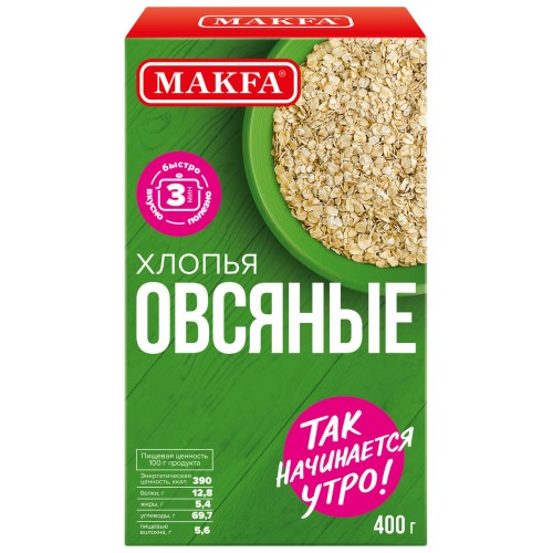 Хлопья овсяные с отрубями Макфа 400, шт