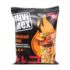 Лапша  б/п MIVIMEX , пленка,пшеничная со вк.говядины Корейский Микс,45 гр/Кухня без границ