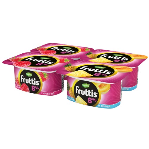 Fruttis Сливочное лакомство 5,0% 115г продукт йог. пастериз. с персиком и маракуйёй/ананасом и дыней