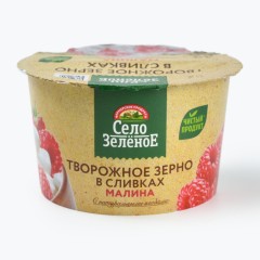 Творожное зерно Малина в сливках 5% пл/ст 0,13кг Село Зеленое
