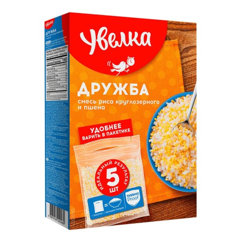 КРУПА УВЕЛКА СМЕСЬ РИС КР./ПШЕНО ДРУЖБА 5пак/80г  , шт