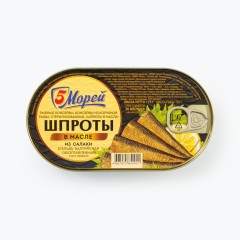 ШПРОТЫ в масле 5 МОРЕЙ (из салаки) 175г ОВАЛ