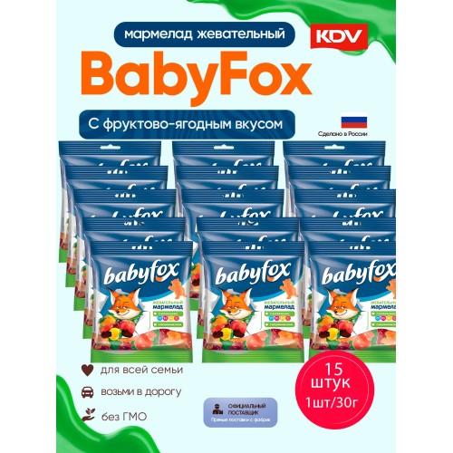 Жевательный Мармелад babyfox бегемоты 30г, шт