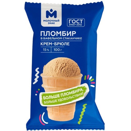 Стакан 100 г ИЗ СЕЛА УДОЕВО ПЛОМБИР ГОСТ крем-брюле 15%
