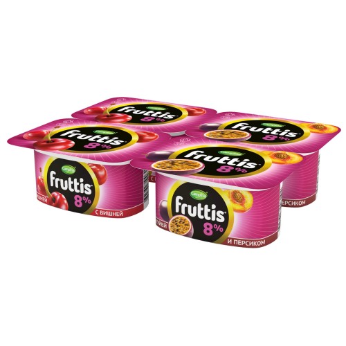 Fruttis Сливочное лакомство 5,0% 115г Продукт йогуртный пастериз.с клубникой и персиком