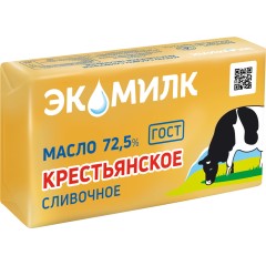 Масло сладко-сливочное в/с Крестьянское 72,5% ТМ Внуковское 180 гр