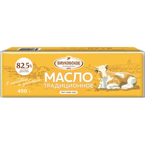 Масло сладко-сливочное в/с Традиционнное 82,5% ТМ Внуковское 180 гр