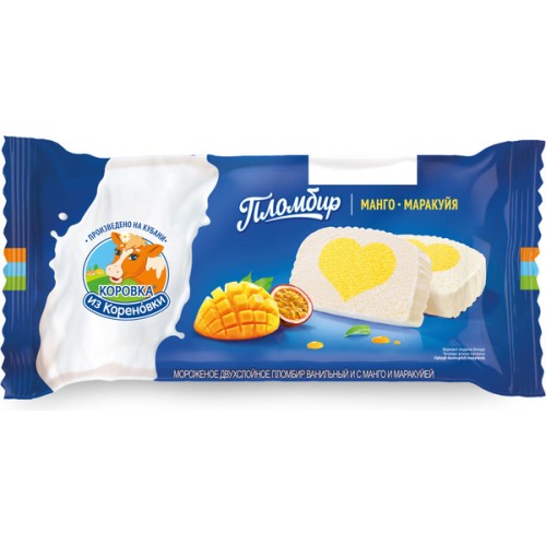 Пломбир Полено двухслойное ваниль/манго/маркуйя 400 гр.  Кореновский МКК