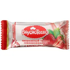 Сырок творож. глаз. Премиум в шоколадной глазури с клубникой Вкуснотеево 40г 15% плёнка