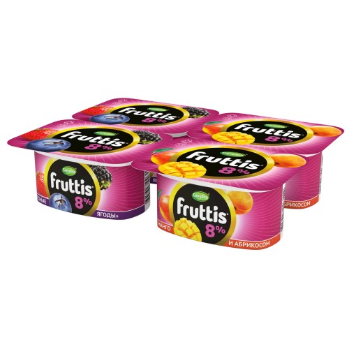 Fruttis Супер Экстра 8,0% 115г продукт йогуртный пастериз. с абрикосом и манго Лесные ягоды