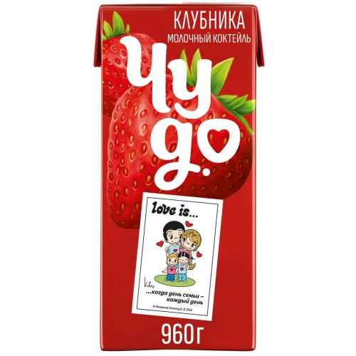 Молоко ароматизированное Чудо 2% 960г клубника