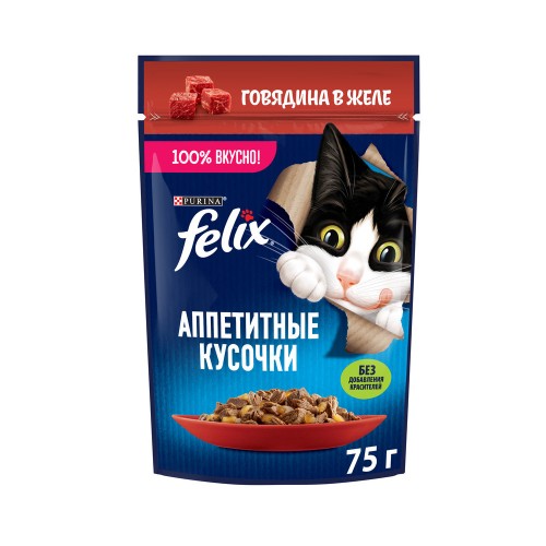 FELIX Аппетитные Кусочки Говядина 75г, шт