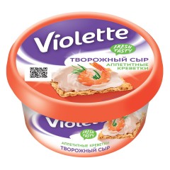 Творож сыр Виолетта с креветками м.д.ж. в с.в. 70%, 140 г