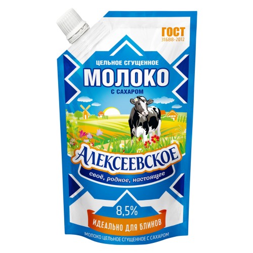 Молоко цельное сгущенное с сахаром мдж 8,5%, * 270 гр дойпак Алексеевское