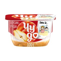 Десерт твор. Чудо 4,2% 100г персик-груша, шт
