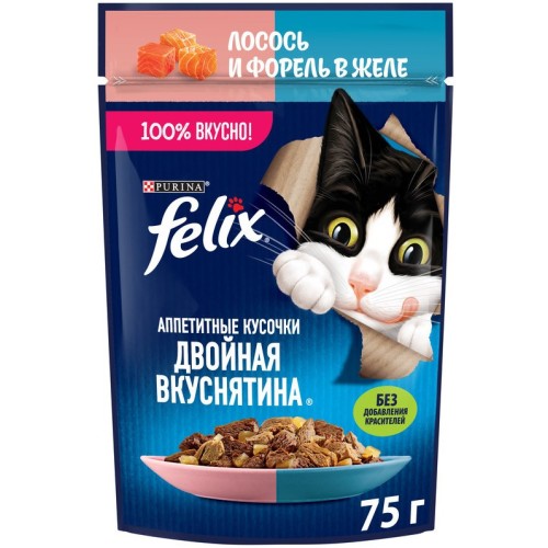 FELIX Двойная Вкуснятина Лосось Форель 75г, шт
