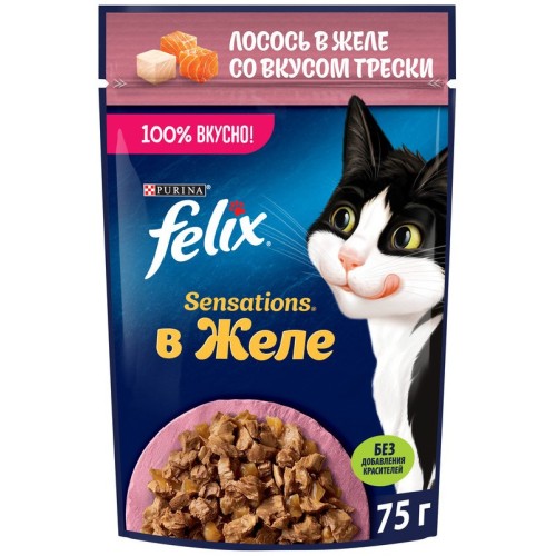 FELIX Sensations Желе Лосось Треска 75г