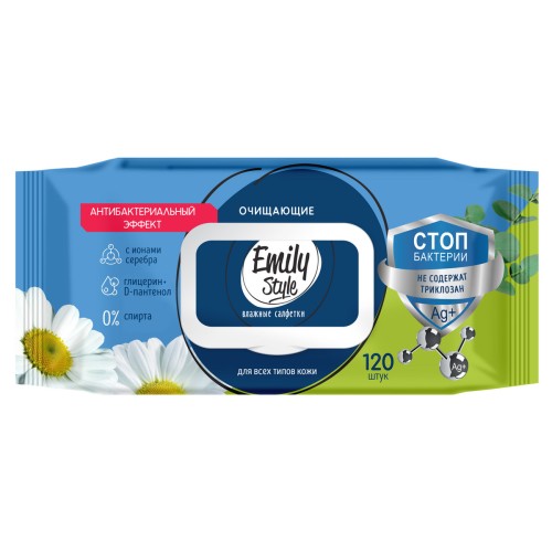 Emily Style Вл.салфетки 120шт АНТИБАКТЕРИАЛЬНЫЕ с клап  эмили стайл