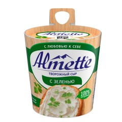 Сыр Альметте творожный с зеленью 60% пл/ст 150 г