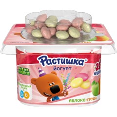 Растишка Йогурт Яблоко-груша с печеньем 3% 118г