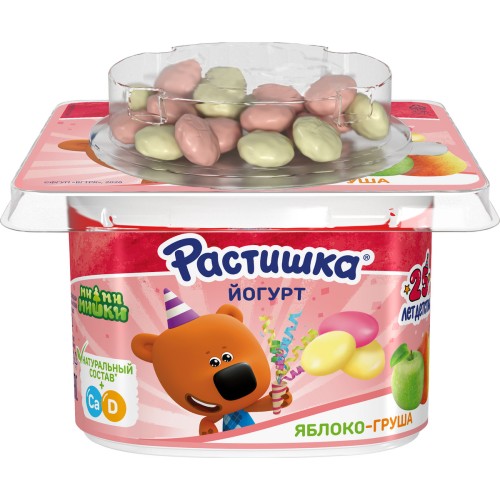 Растишка Йогурт Яблоко-груша с печеньем 3% 118г