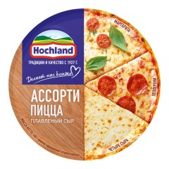 Сыр Хохланд плавленый круг ассорти пицца коробка 140 г, шт